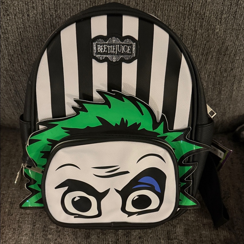 Beetlejuice Striped Backpack with Green Accents